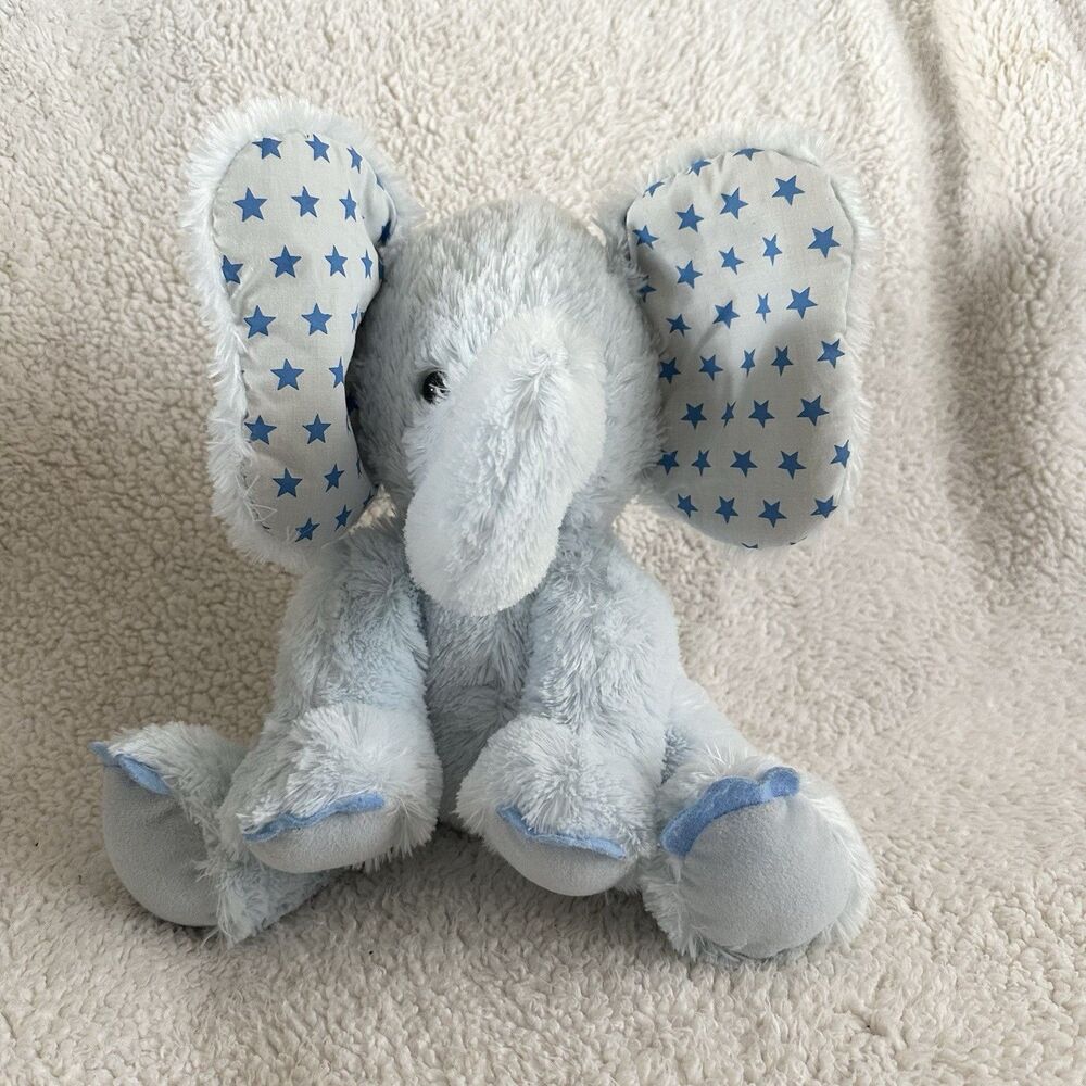 Applause Russ Elephant Baby Blue Star Ears 13" Plush Stuffed Animal